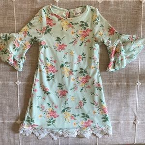NWT Rare Editions Girls Bell-Sleeve Ditsy Floral Dress Size 4